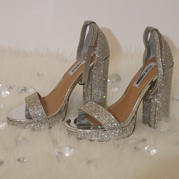 Steve Madden Shoes - Steve Madden silver high heels rhinestone